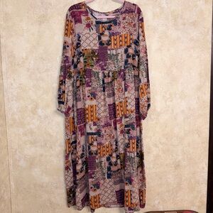 Multicolor Patchwork Print Maxi Dress